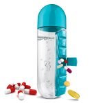 Juomapullo, Vesipullo 600ml + Integroitu 7-päivän lääkeannostelija, pillerirasia
