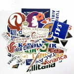 Tarrat 55 kpl, lentoyhtiö tarrat, Airline stickers, Matkalaukkutarrat