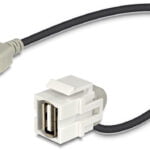 DeLOCK Keystone modul, USB 2.0 Typ A ho-USB Typ A ha, 0,2m kabel, grå