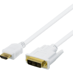 DELTACO HDMI - DVI-kaapeli, 3m, Full HD, valkoinen