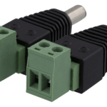 DELTACO sovitin 2-pin riviliitin - 5,5 DC uros, 2 kpl, ruuvi, musta