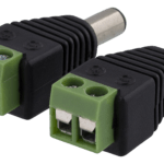 DELTACO sovitin 2-pin riviliitin - 5,5 DC uros, 2 kpl, ruuvi, musta