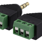 DELTACO sovitin 3-pin riviliitin - 3,5mm uros, 2 kpl, ruuvi, musta