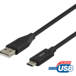 DELTACO USB-C - USB-A-kaapeli, 2m, 3A, USB 2.0, musta