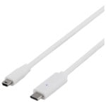 DELTACO USB 2.0 kaapeli, Tyyppi C - Tyyppi mini B ur, 0,5m, valkoinen