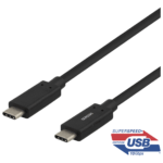 DELTACO USB-C-kaapeli, 1m, USB 3.1 Gen 2, 10Gbps, 60W, musta