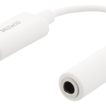 DELTACO sovitin USB-C - 3,5mm, stereoääni, aktiivinen, 11cm, valkoinen