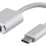 DELTACO sovitin USB-C 3.1 Gen 1 - USB-A OTG, alum., myyntipakk., hopea