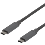 DELTACO USB-C-kaapeli, 0,5m, 60W USB PD, 10Gbps, harmaa