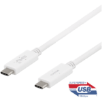 DELTACO USB-C-kaapeli, 0,5m, 10Gbps, 100W, 5A, USB 3.1 Gen 2, valk.