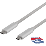 DELTACO USB-C SuperSpeed -kaapeli, 1m, USB 3.1 Gen 1, 100W, hopea