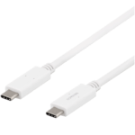 DELTACO USB-C-kaapeli, 1m, USB-IF:n sertifioima, 5Gbit/s, valkoinen