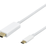DELTACO USB-C - HDMI-kaapeli, 3m, 4K, HDCP 2.2, 3D, valkoinen