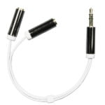 DELTACO 3,5mm ur -2x3,5mm na, 0,1m, va