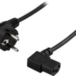 DELTACO laitekaapeli, kulma CEE 7/7 - kulma IEC C13, 1m