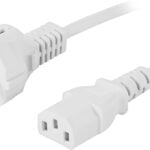 Maadoitettu laitekaapeli, suora CEE 7/7-suora IEC 60320 C13 3m valk