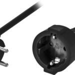 Maadoitettu jatkokaapeli kulma CEE 7/7>suora CEE 7/4(Schuko),musta 5m