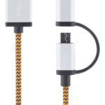 DELTACO USB-kaapeli, USB Micro B ur ja Lightning ur, MFi, 1m, oranssi