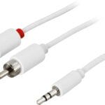 DELTACO äänikaapeli, 3,5mm uros - 2x RCA uros, 0,5m, valkoinen