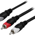 DELTACO äänikaapeli, 3,5mm uros - 2xRCA uros, 1m