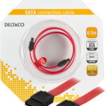 DELTACO SATA-/SAS-kaapeli, suora - suora, 0,5m