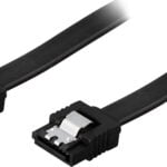 DELTACO SATA-kaapeli, SATA 6Gb/s,lukkoklipsi suora-suora, musta, 0,3m