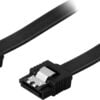 DELTACO SATA-kaapeli, SATA 6Gb/s,lukkoklipsi suora-suora, musta, 0,3m