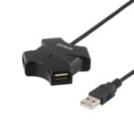 DELTACO USB 2.0 hubi, 4xtyyppi A porttia, 0,25m, musta