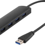 DELTACO USB 3.1 Gen 1 -hubi, 4x Type A naaras, alumiinia, musta
