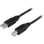 DELTACO USB 2.0 -kaapeli, Type A uros - Type B uros, 5m, musta
