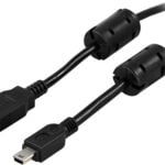 USB 2.0 kaapeli A-MiniB u-u, ferriittiytimet, 2m, musta