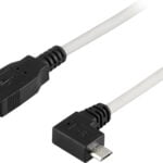 DELTACO USB2.0 Au -kulma oikealle Bu, 5-pin, lataus/tiedonsiirto