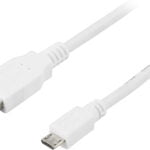 DELTACO USB 2.0 -kaapeli A u - Micro B u, 2m, valkoinen