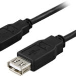 USB 2.0 jatkokaapeli A-A u-n, 1m, musta