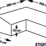 Eurotrail puutarhakalusteiden päällinen - L:n muotoinen (oikea)- SFS - 280 x 350 x 100/70 cm - Harmaa