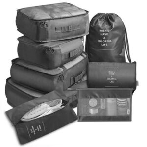 Pakkauskuutiot + Pakkauspussit, Travel packing 8 cube set + Travel organizer pouches