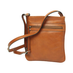 Nahkainen crossbody-laukku vetoketjutaskulla