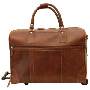 Öljyttyä vasikannahkaa oleva duffel-laukku, pyörillä