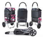 Ostoskärryt, kokoontaittuva, isot pyörät, kylmäslaukku, vettähylkivä