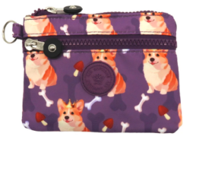 Vettähylkivä kolikkopussi- violetti corgi -kuosi
