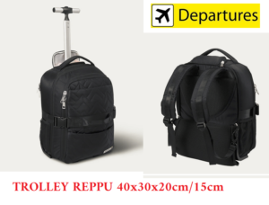 Evosa Expandable Hybrid Trolley- Reppu -Lentolaukku 40x30x20 -> 40x30x15 cm
