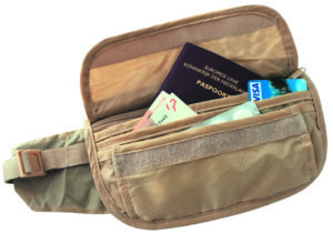 TravelSafe-rahavyö – vyötärölle tarkoitettu ihotasku – beige