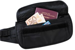 TravelSafe-rahavyö – vyötärölle tarkoitettu ihotasku – musta